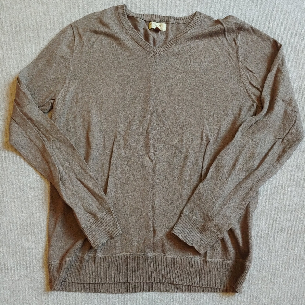 Sonoma V Neck Sweater Men's Size Large Brown Long Sleeve 100% Cotton